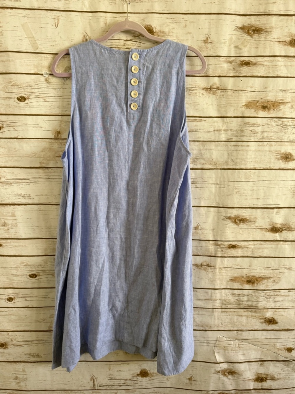 J.Crew Linen French Blue Maxine Button-Back Shift Dress Size 20 plus Sleevelesss - Picture 6 of 9